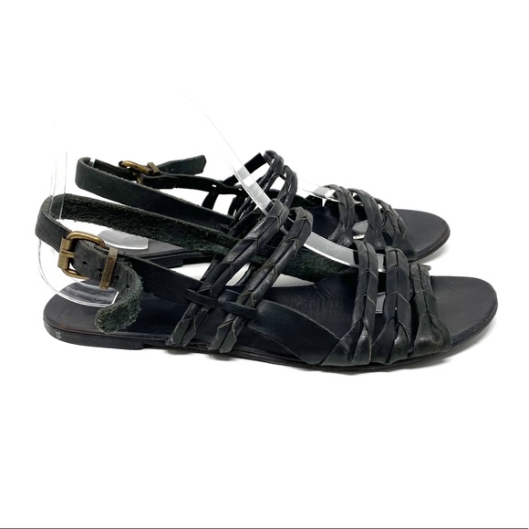 Urban Outfitters | Ecote | Black Leather Braided Sandals Size 8 - Picture 2 of 10